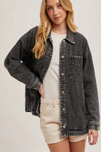 Button Down Shirt Denim Jacket