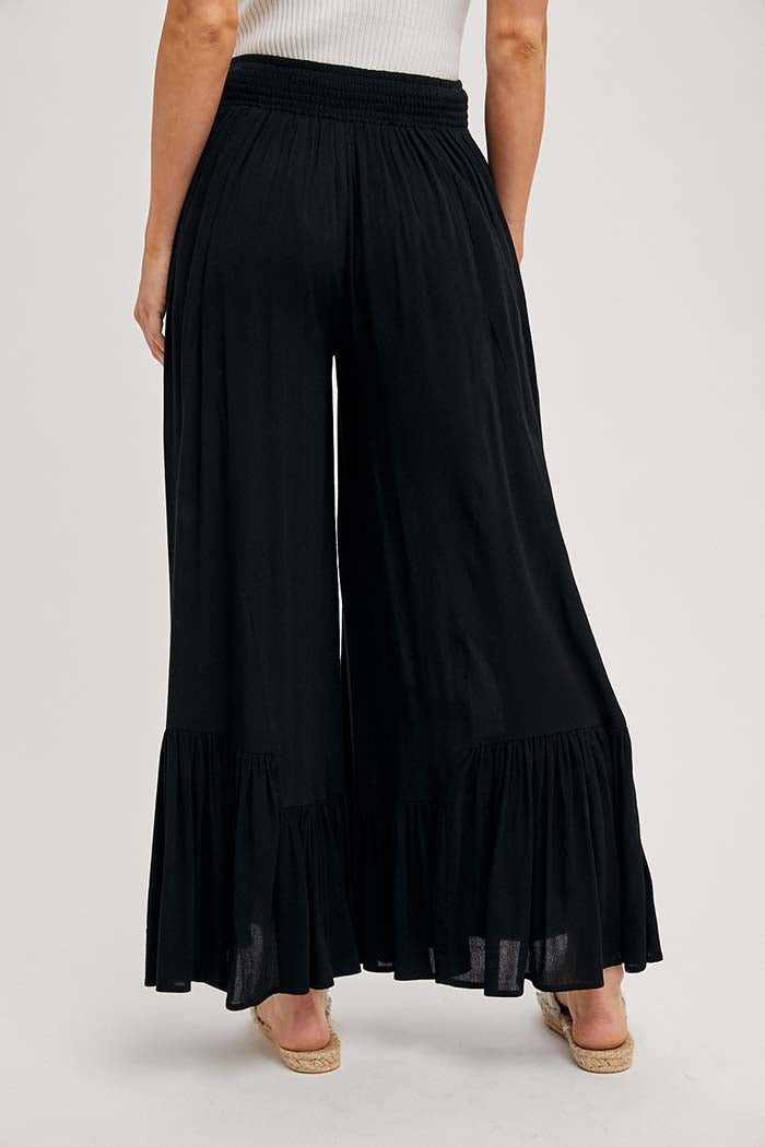 Sheer Ruffled Wide Pants