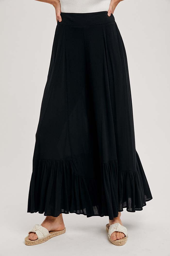 Sheer Ruffled Wide Pants