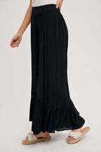 Sheer Ruffled Wide Pants