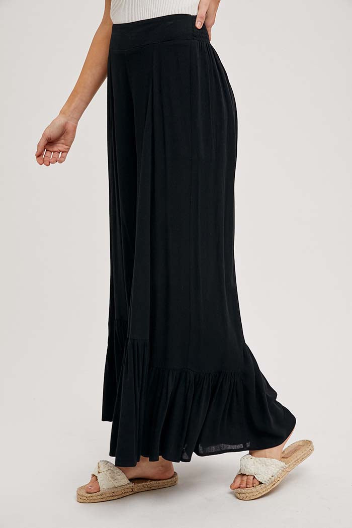 Sheer Ruffled Wide Pants