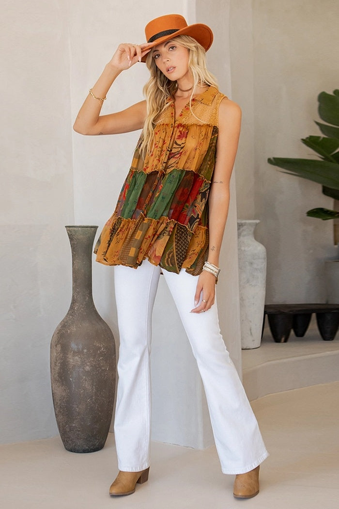 Boho Chic Patchwork Top
