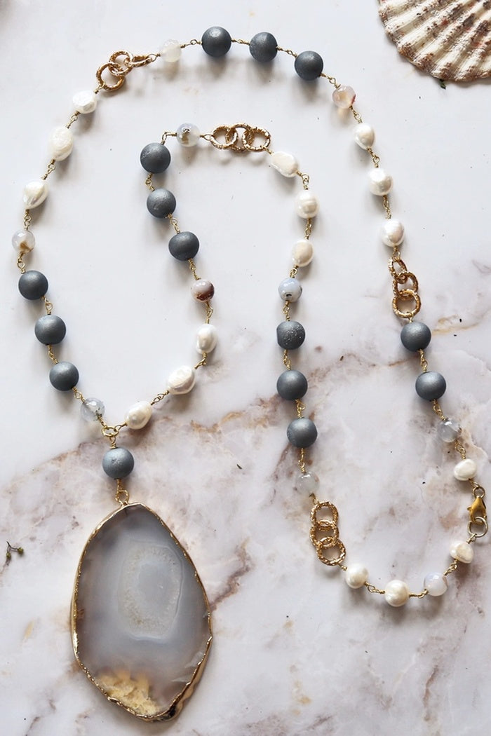 Agate Slab Pendant Necklace