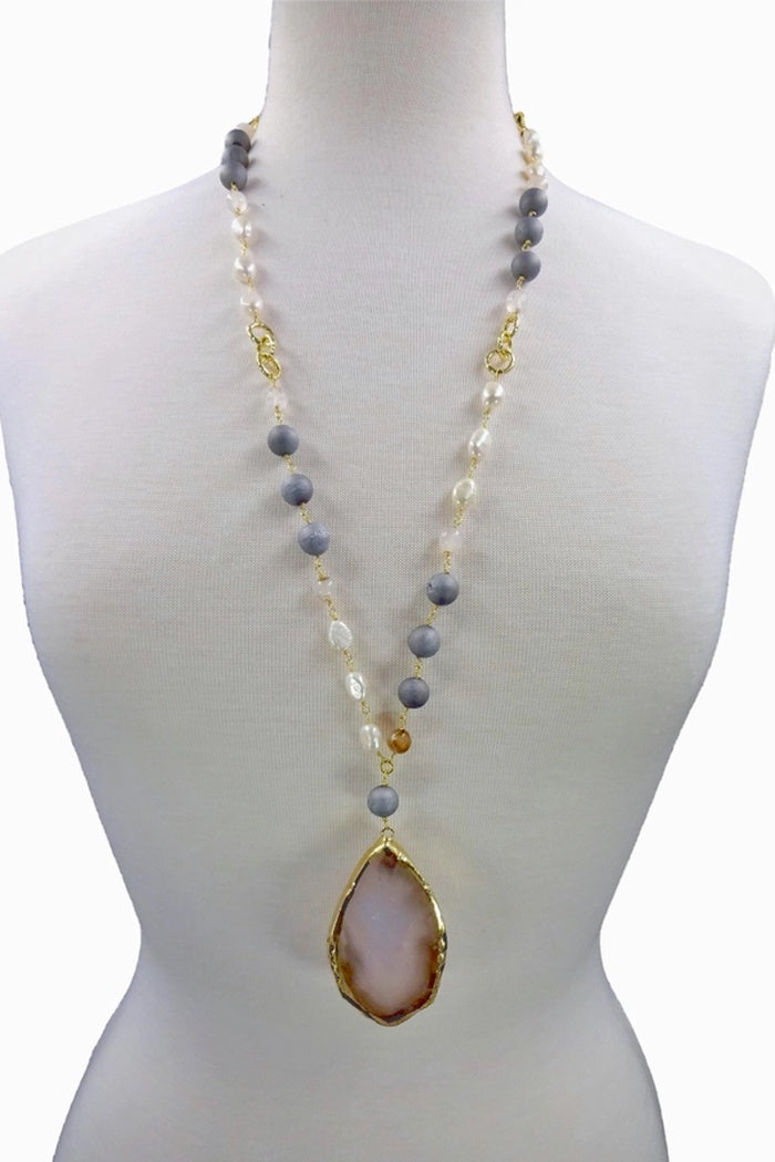 Agate Slab Pendant Necklace