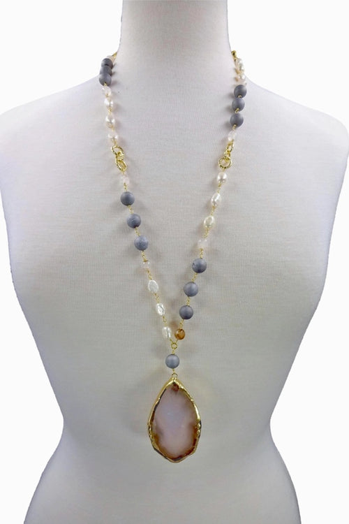 Agate Slab Pendant Necklace