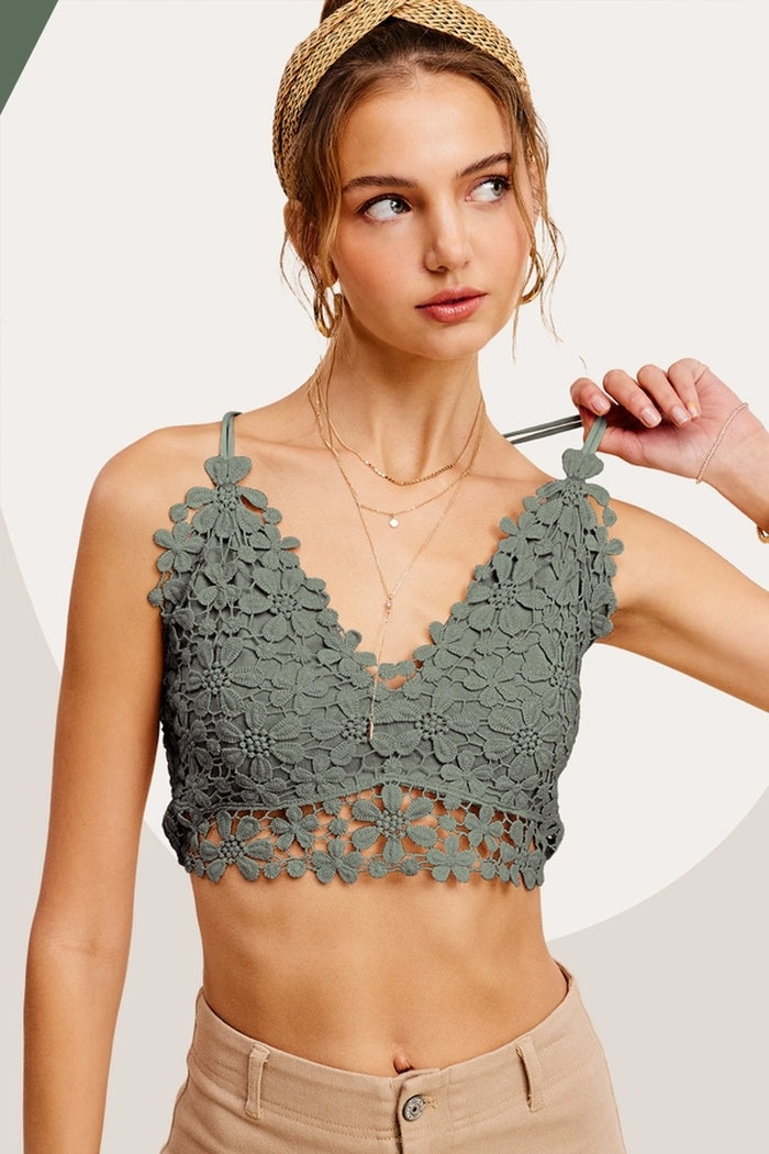 Floral Crochet Lace Bralette Top