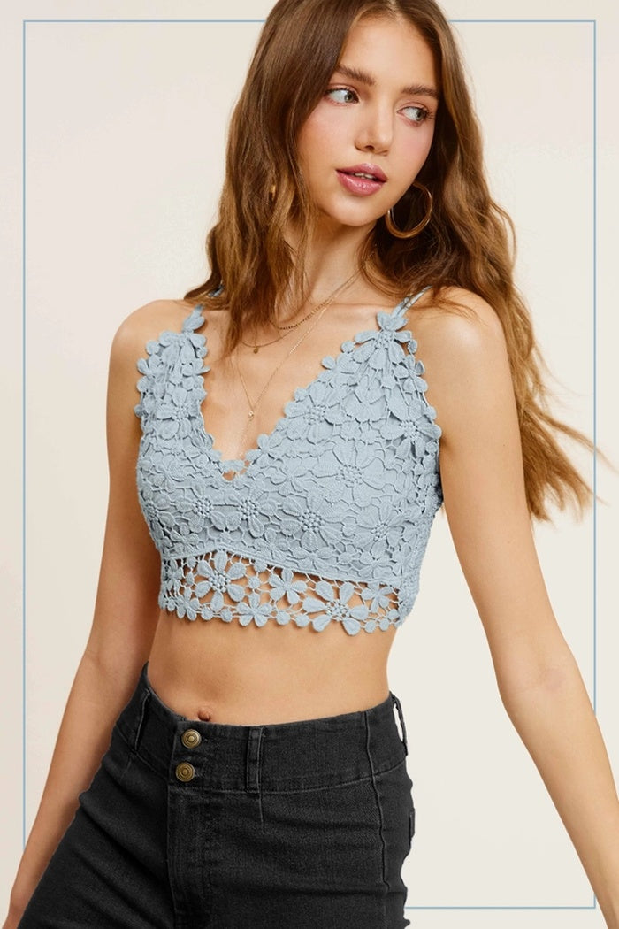 Floral Crochet Lace Bralette Top