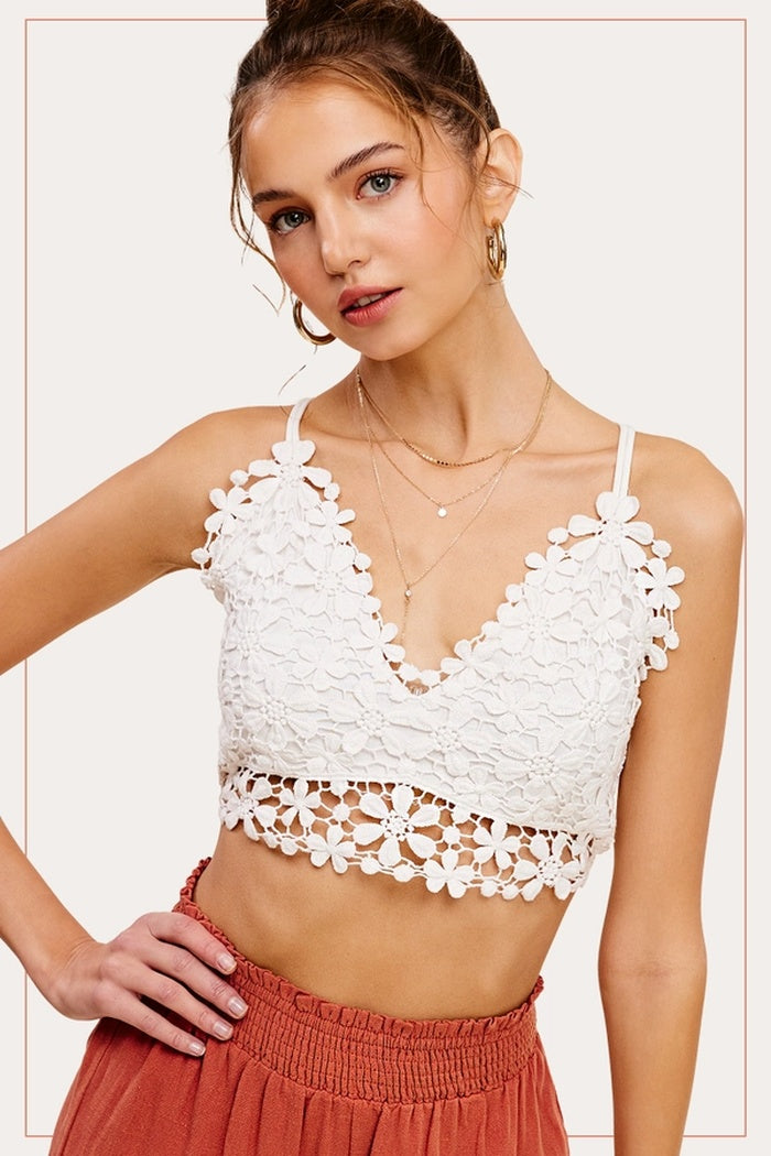 Floral Crochet Lace Bralette Top