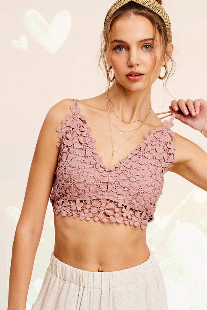 Floral Crochet Lace Bralette Top