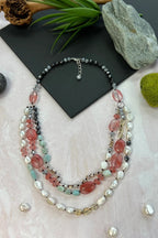 Cherry Quartz Triple Necklace