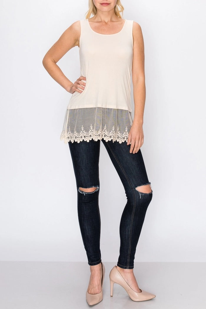 Tank Top With Lace Layer