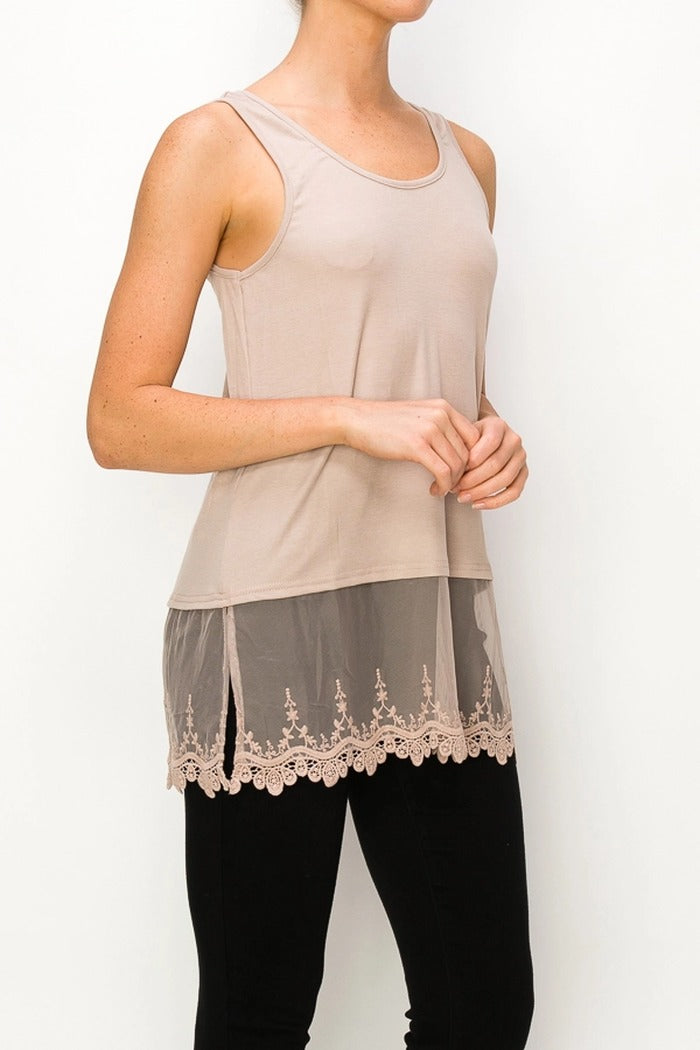 Tank Top With Lace Layer