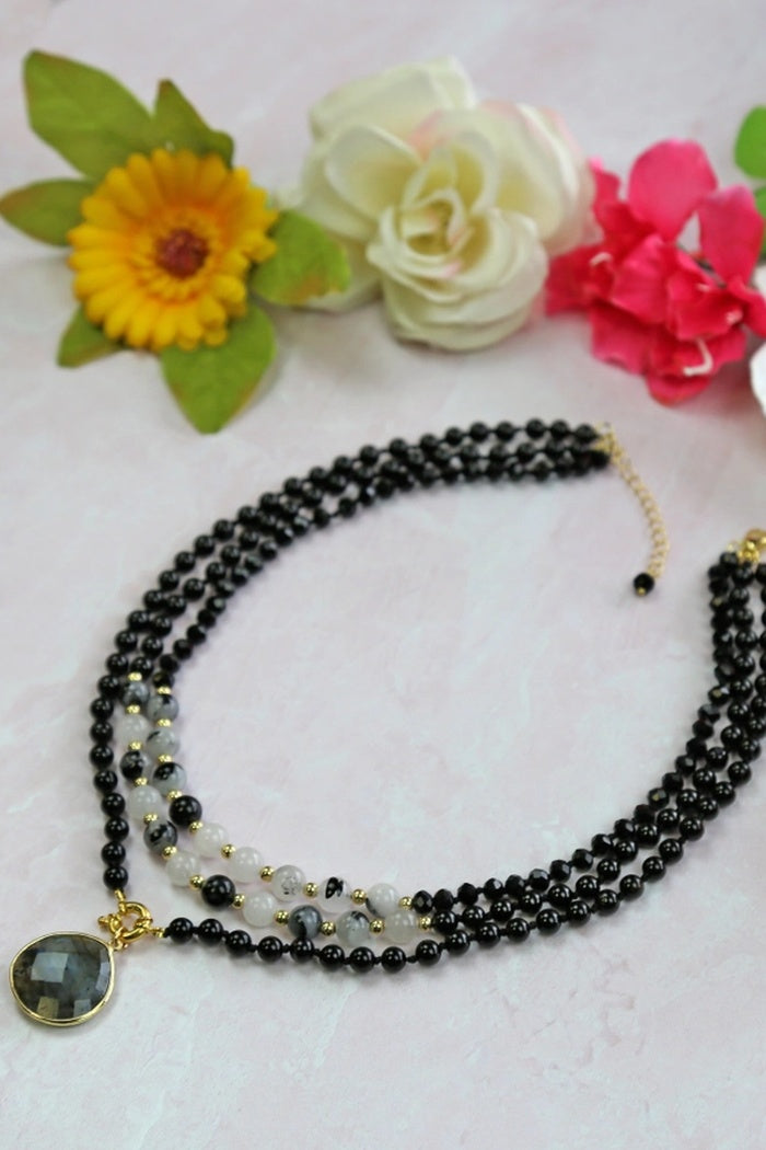 Onyx & Labradorite Necklace