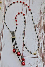 Red Druzy Drop Pendant Necklace