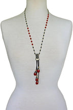Red Druzy Drop Pendant Necklace