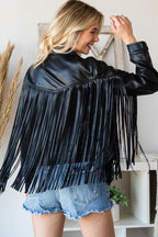 Fringed Faux Leather Moto Jacket