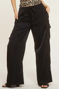 Solid Satin Cargo Pants