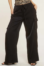 Solid Satin Cargo Pants