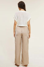 Solid Satin Cargo Pants