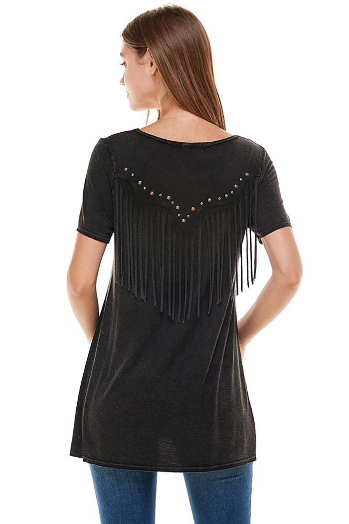 Mineral Wash Fringe Top