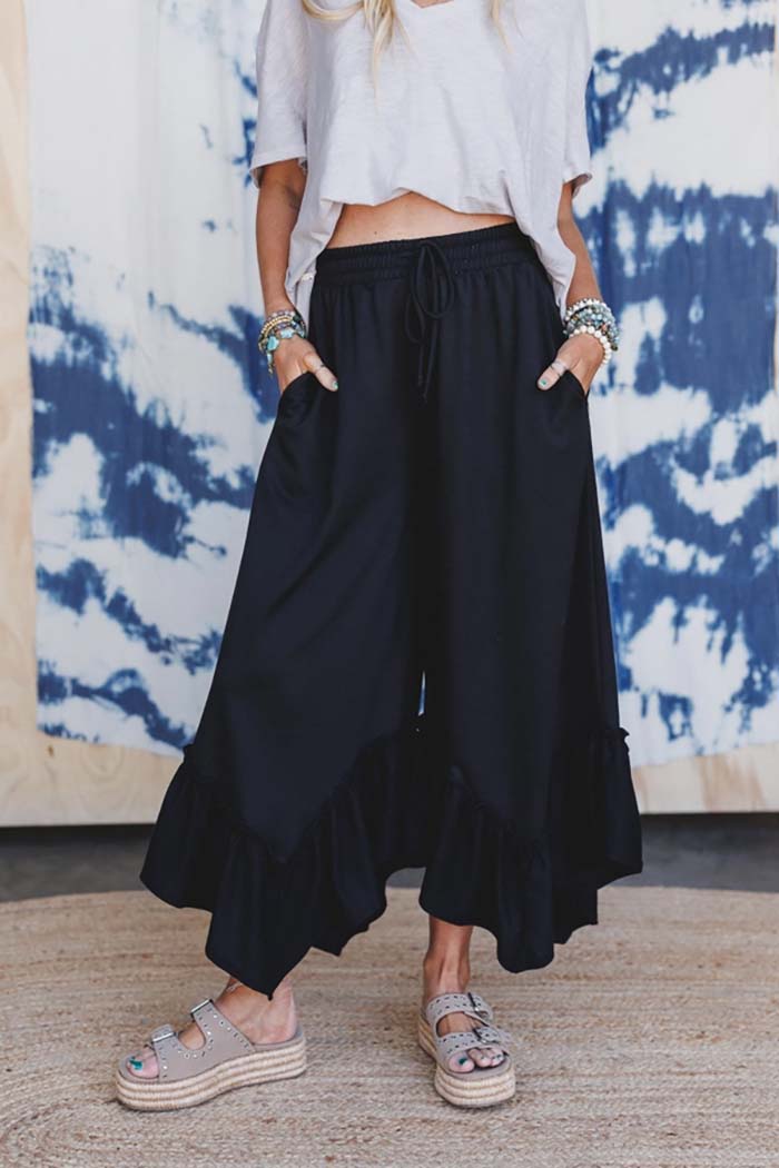 Ruffled Wide Leg Pants