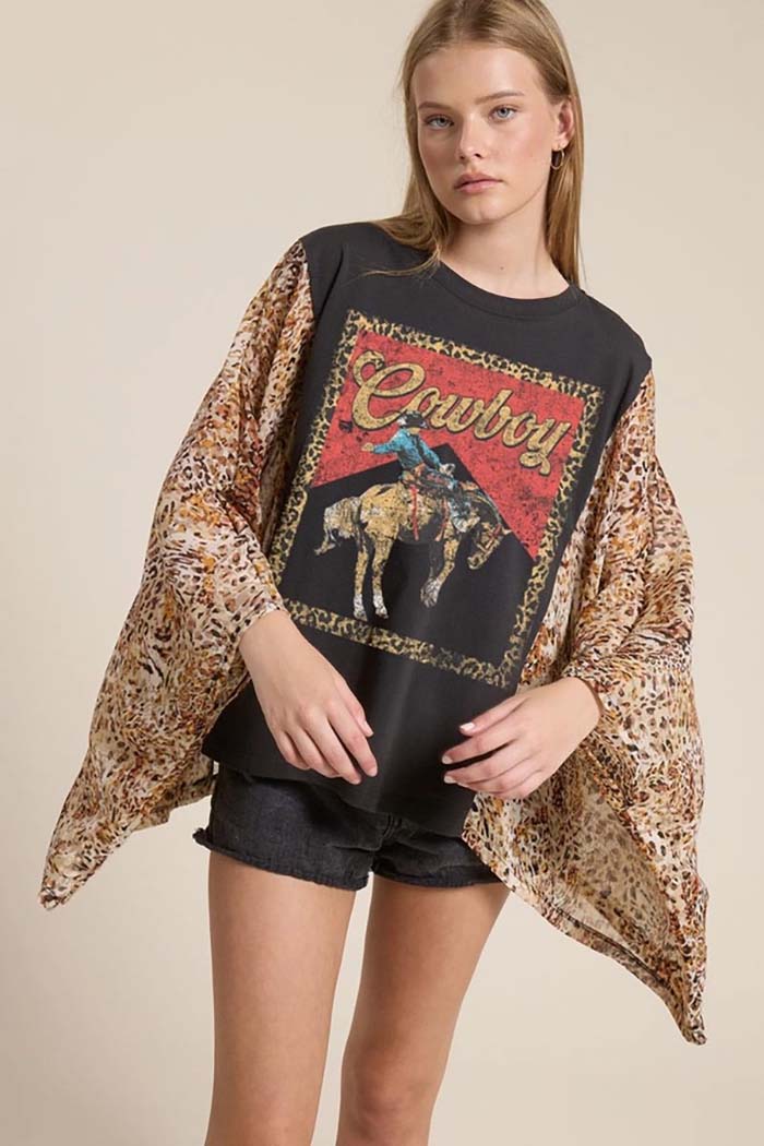 Cowboy Leopard Kantha Top