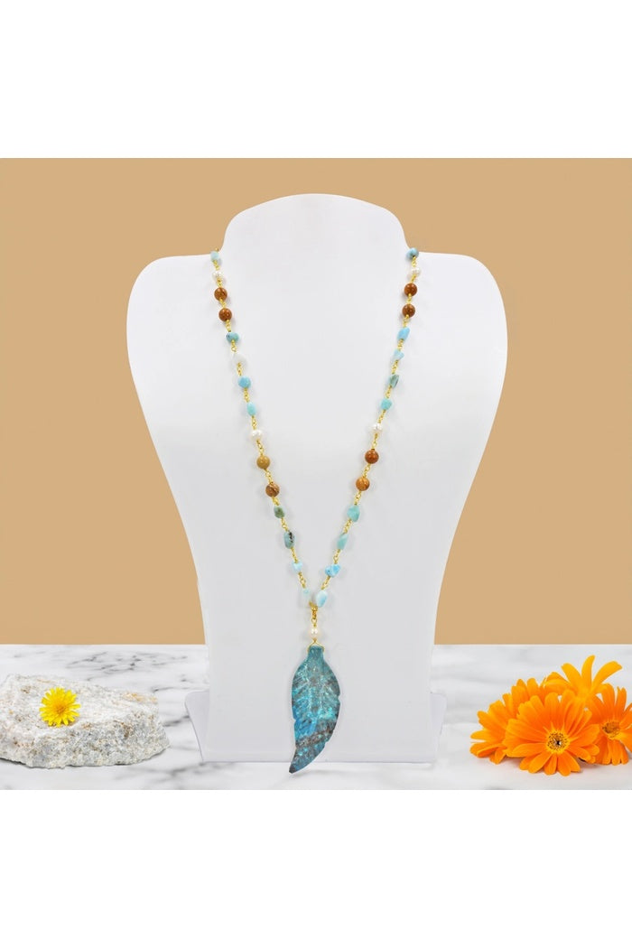 Turquoise Jasper Feather Necklace