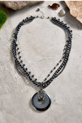 Hematite Circle Pendant Necklace