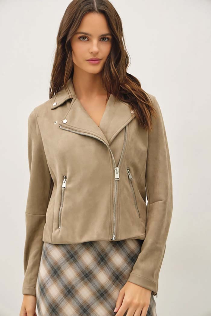 Suede Feel Moto Utility Jacket