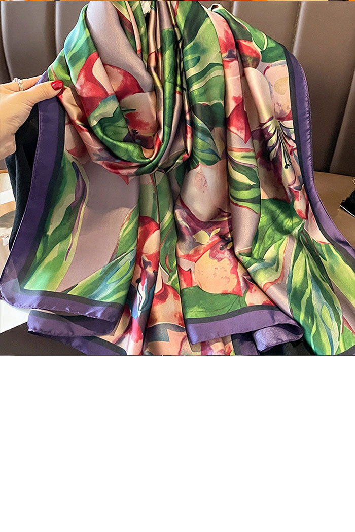 Bohemian Floral Satin Scarf Shawl