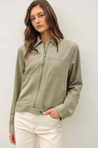 Suede Feel Zip-Up Jacket