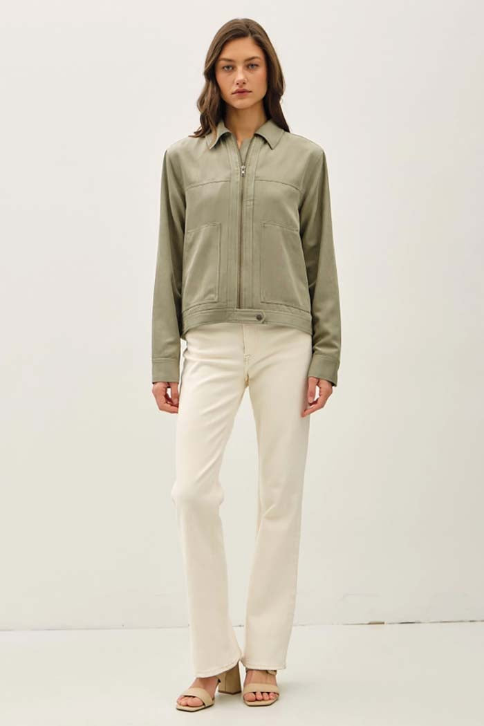 Suede Feel Zip-Up Jacket