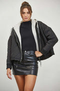Quilted Drawstring Hooded Jacket