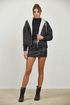 Quilted Drawstring Hooded Jacket