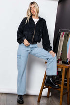 Waffle Knit Hoodie Jacket