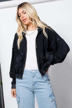 Waffle Knit Hoodie Jacket