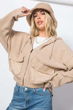 Waffle Knit Hoodie Jacket