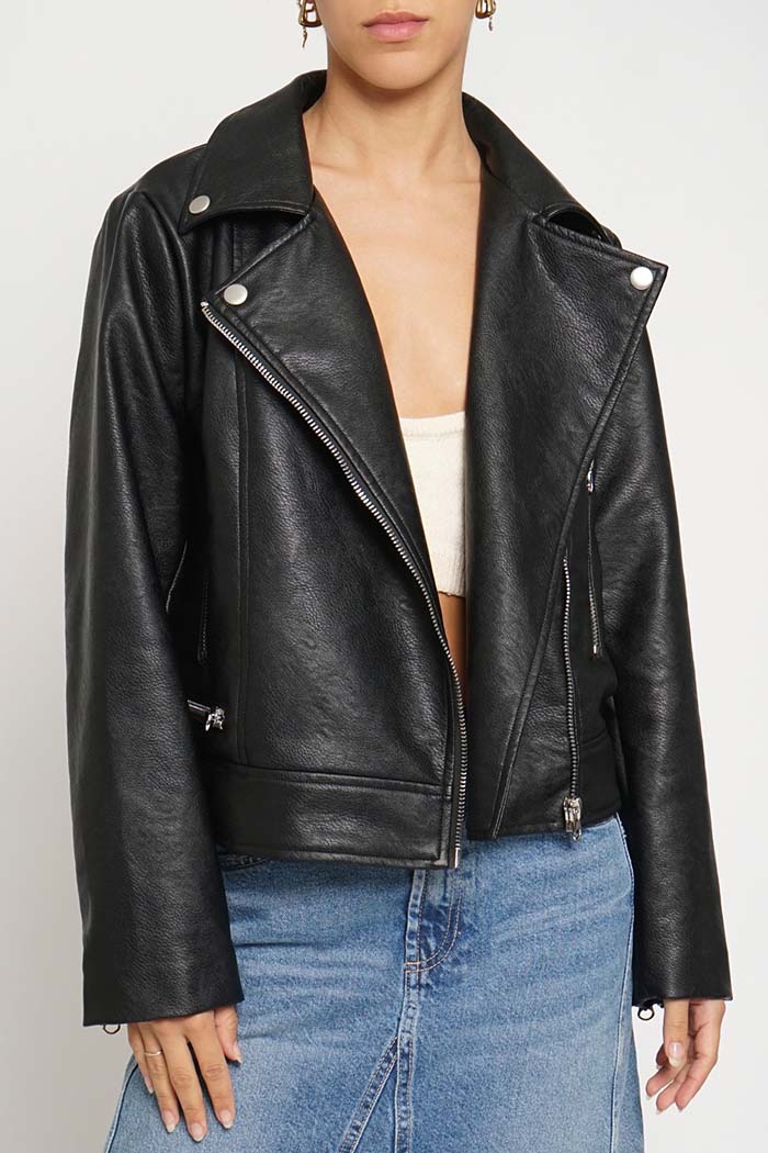 Faux Leather Moto Jacket