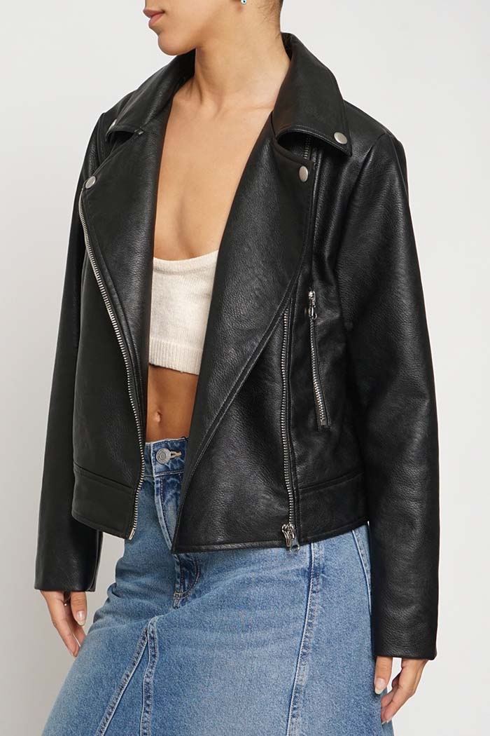Faux Leather Moto Jacket