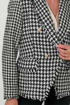 Houndstooth Fray Detail Blazer