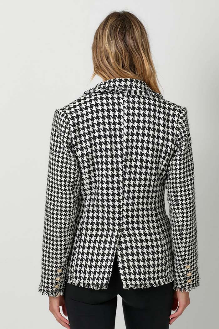 Houndstooth Fray Detail Blazer