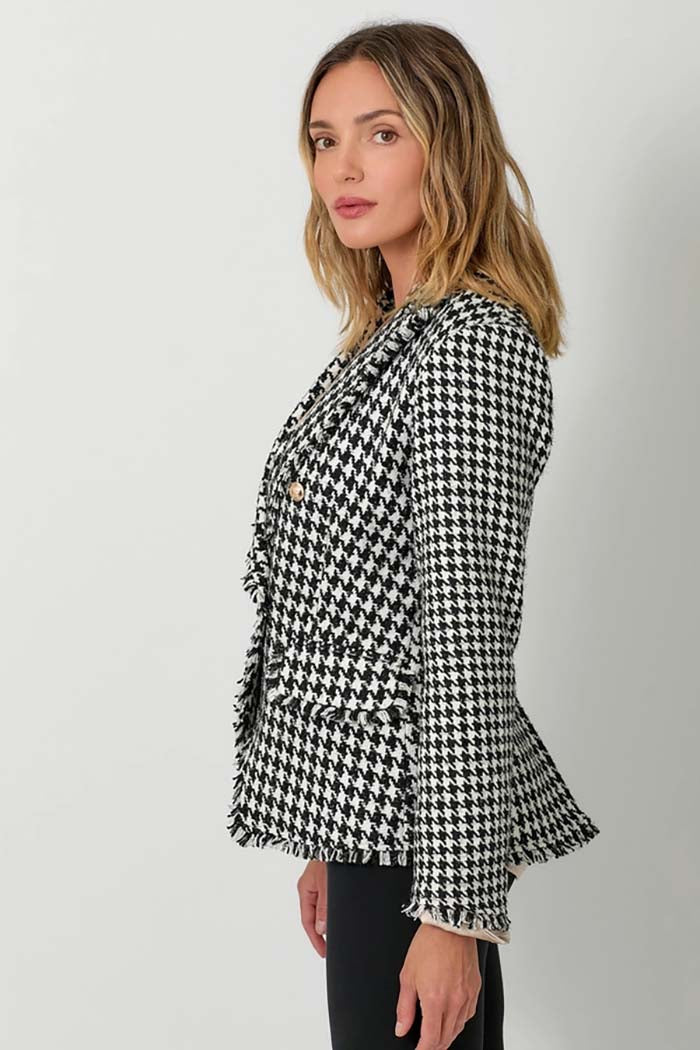 Houndstooth Fray Detail Blazer