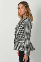 Houndstooth Fray Detail Blazer