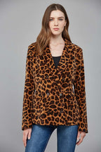 Animal Print Double-Breasted Blazer