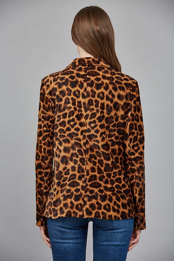 Animal Print Double-Breasted Blazer