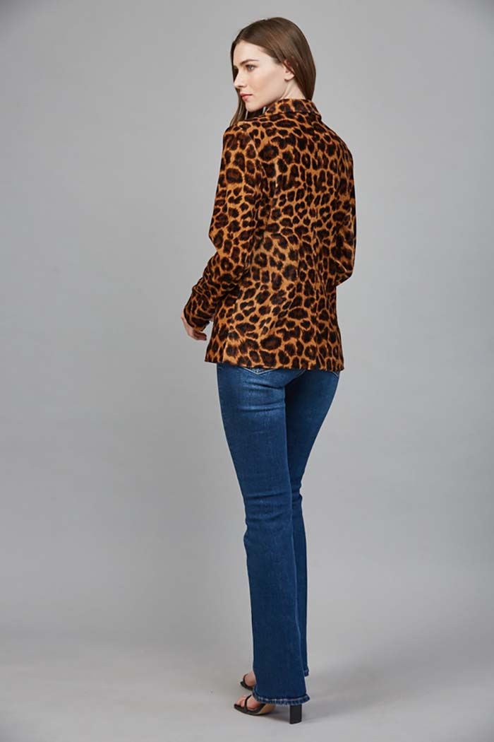 Animal Print Double-Breasted Blazer