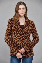 Animal Print Double-Breasted Blazer