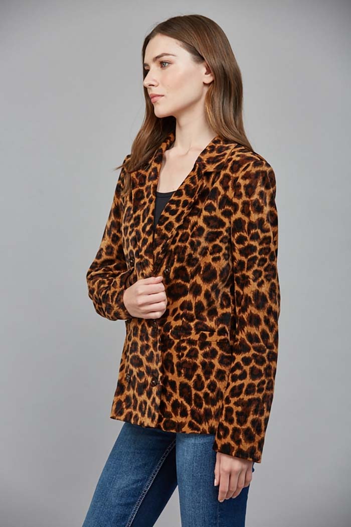 Animal Print Double-Breasted Blazer