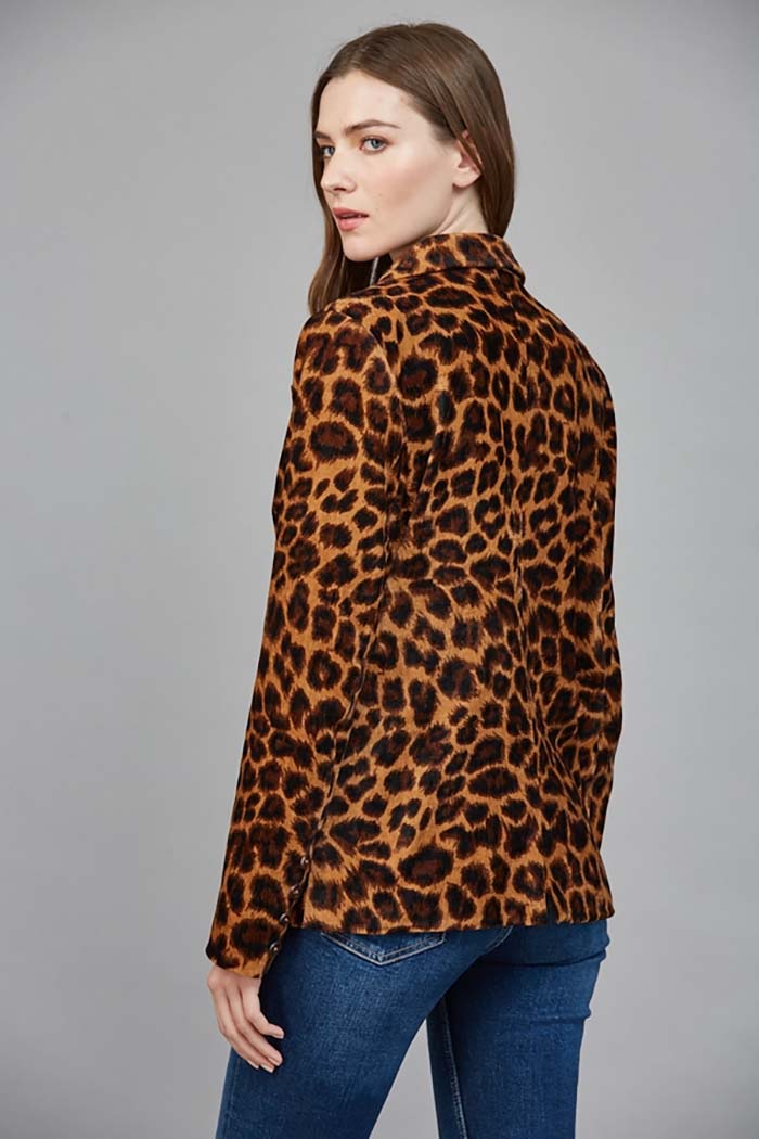 Animal Print Double-Breasted Blazer