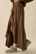 Faux Suede High-Low Skirt